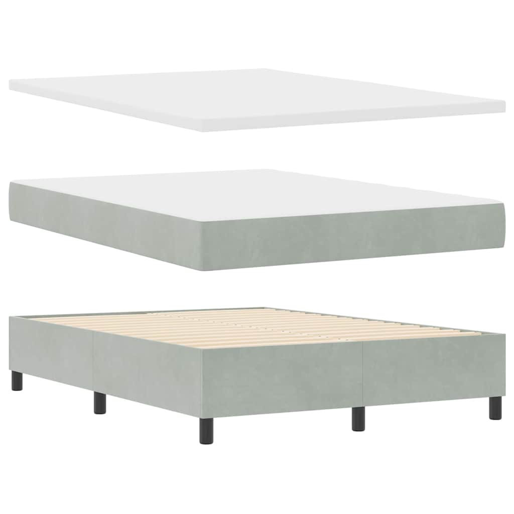 LED Boxspringbett mit Matratze Hellgrau 140 x 190 cm Samt