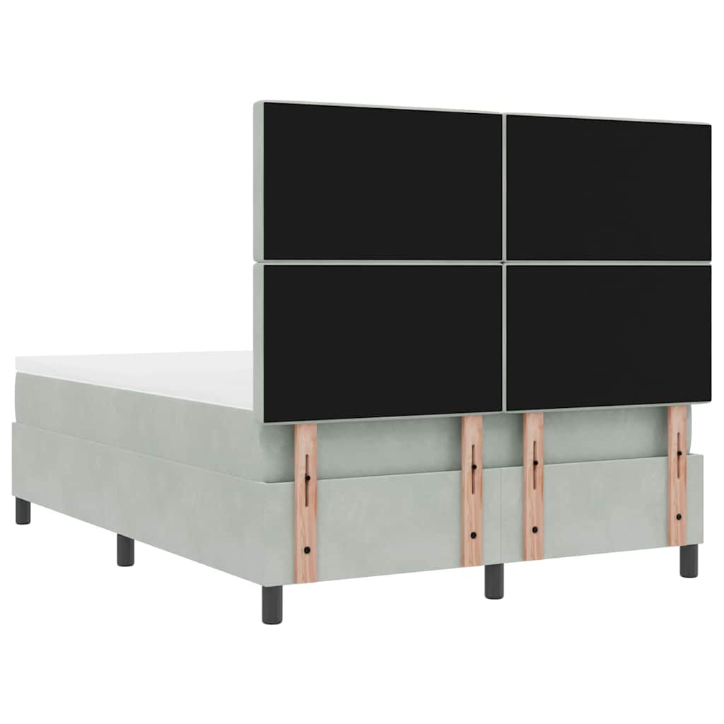 LED Boxspringbett mit Matratze Hellgrau 140 x 200 cm Samt