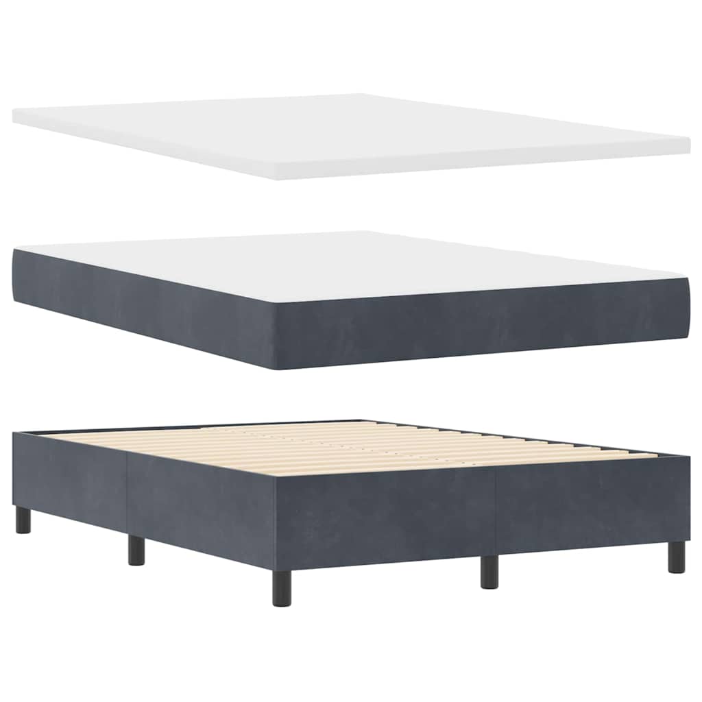 LED Boxspringbett mit Matratze Dunkelgrau 140 x 200 cm Samt