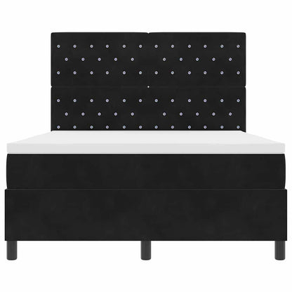 LED Boxspringbett mit Matratze Schwarz 140 x 200 cm Samt