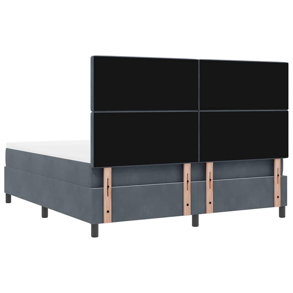 LED Boxspringbett mit Matratze Dunkelgrau 180 x 200 cm Samt