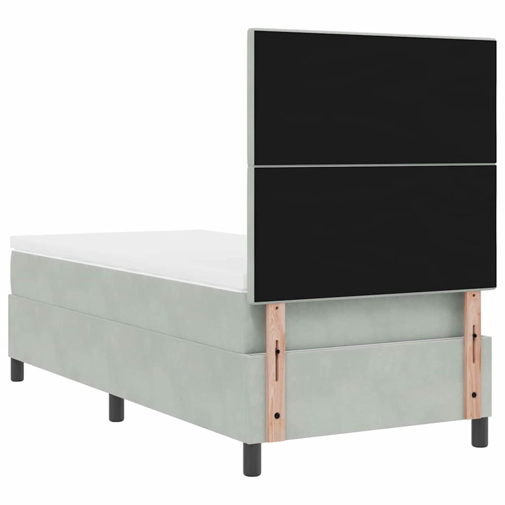 LED Boxspringbett mit Kopfteil Hellgrau 90 x 190 cm Samt