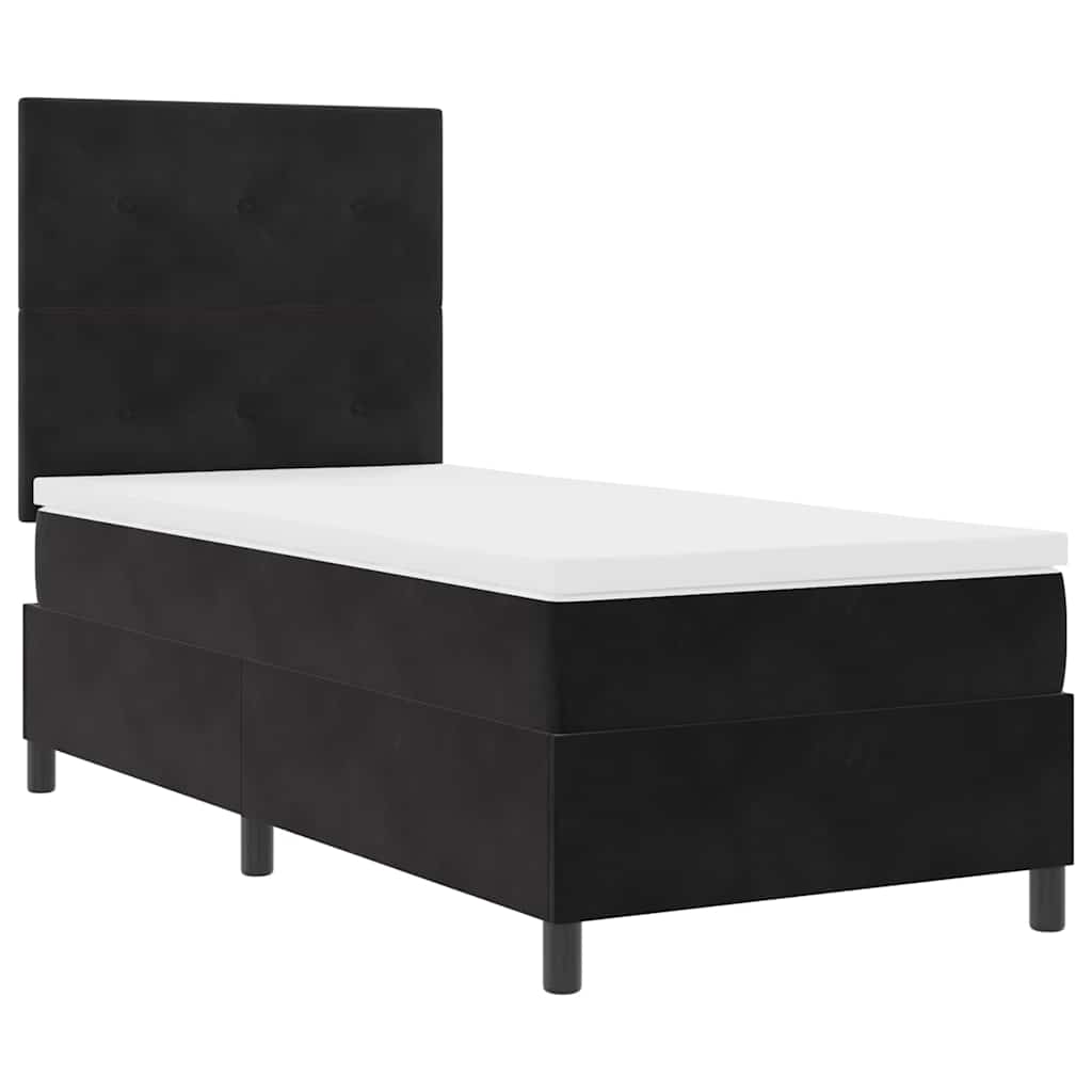 Boxspringbett mit Matratze Schwarz 90 x 190 cm Samt