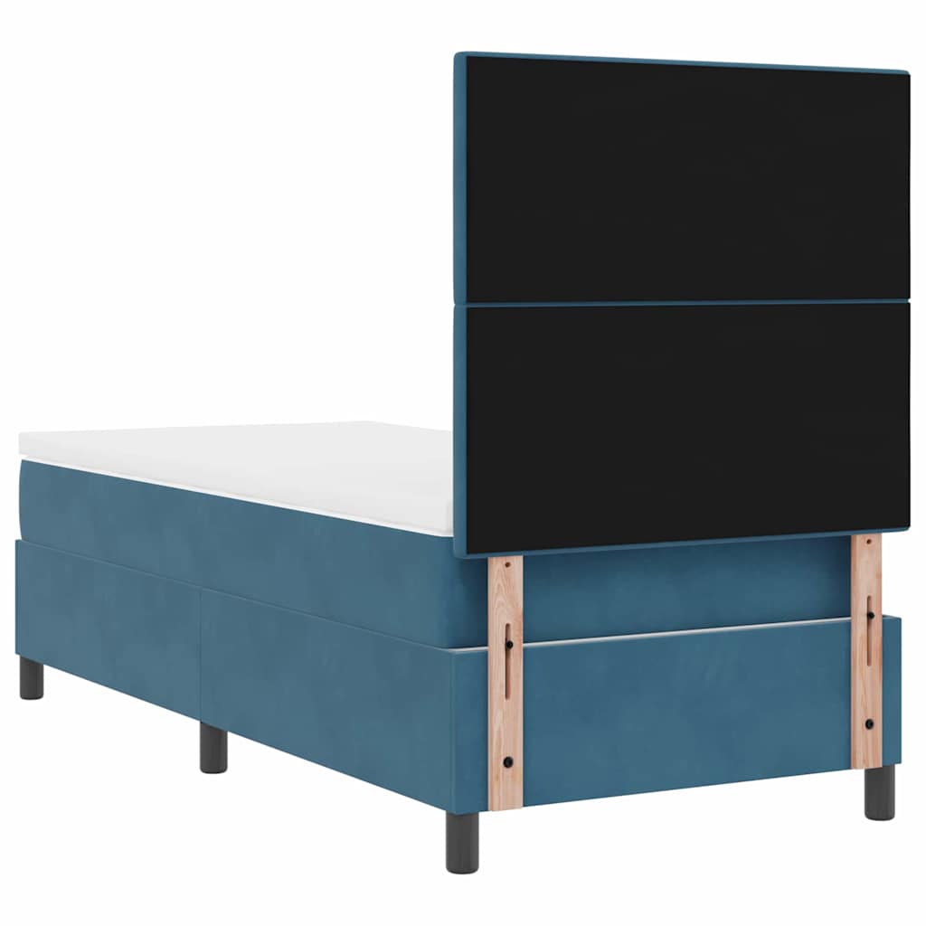 LED Boxspringbett mit Kopfteil Dunkelblau 90 x 190 cm Samt