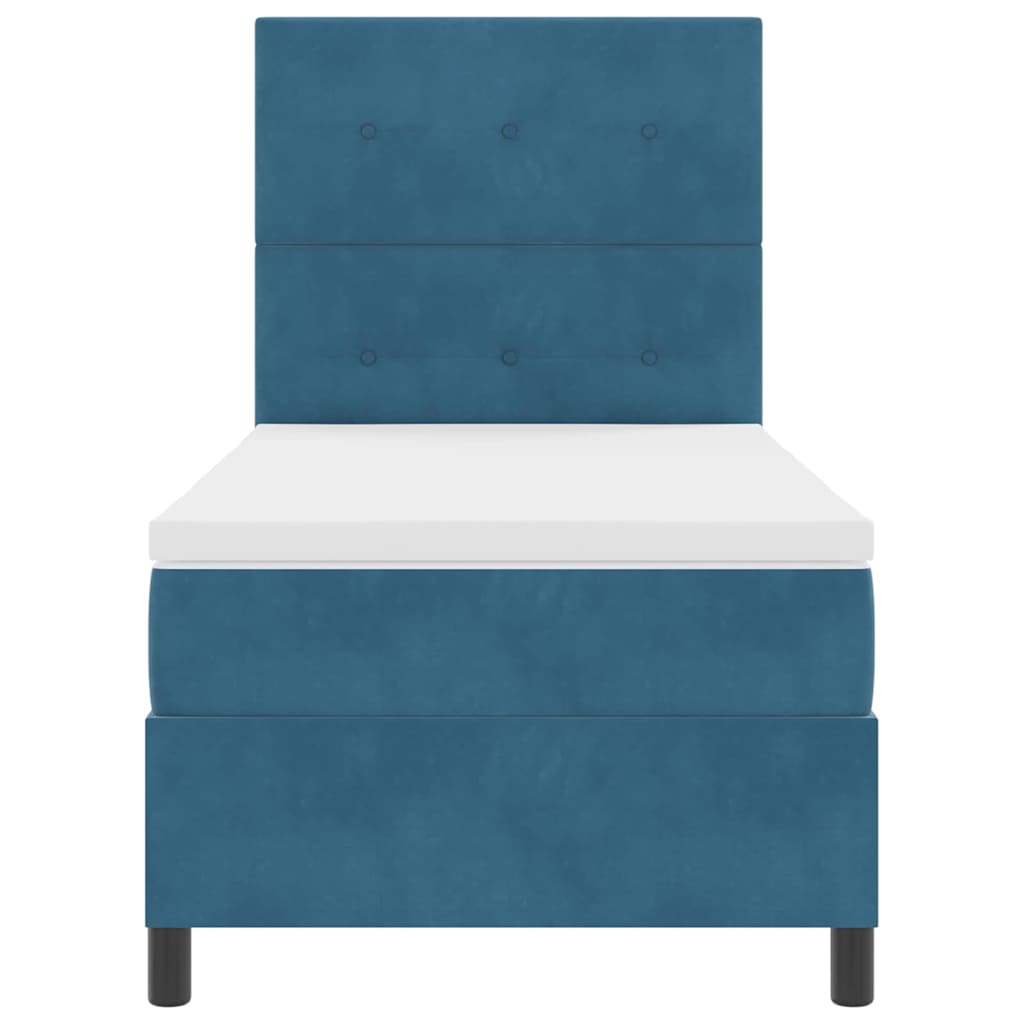 LED Boxspringbett mit Kopfteil Dunkelblau 90 x 190 cm Samt