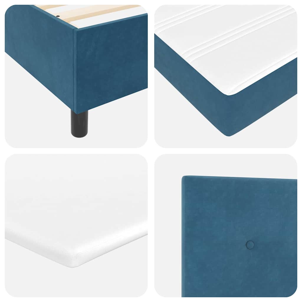LED Boxspringbett mit Kopfteil Dunkelblau 90 x 200 cm Samt