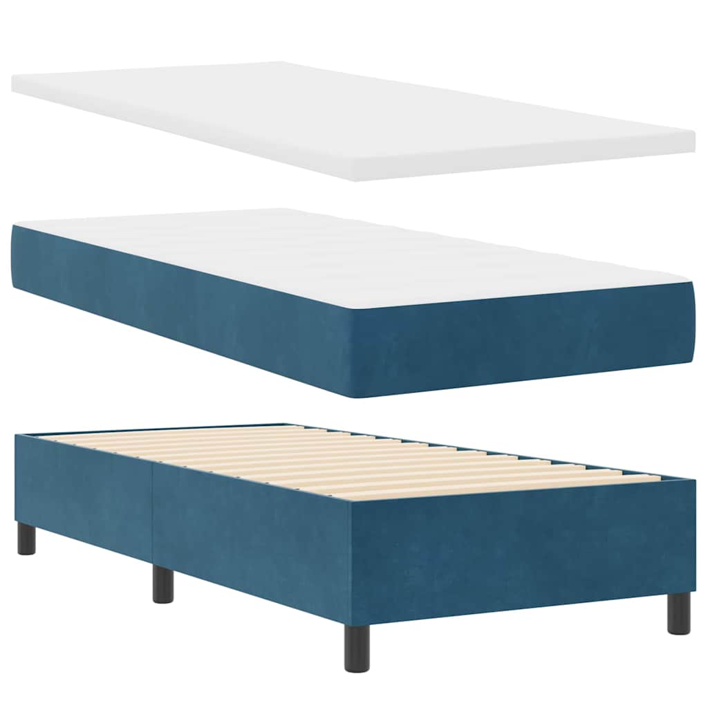 LED Boxspringbett mit Kopfteil Dunkelblau 90 x 200 cm Samt
