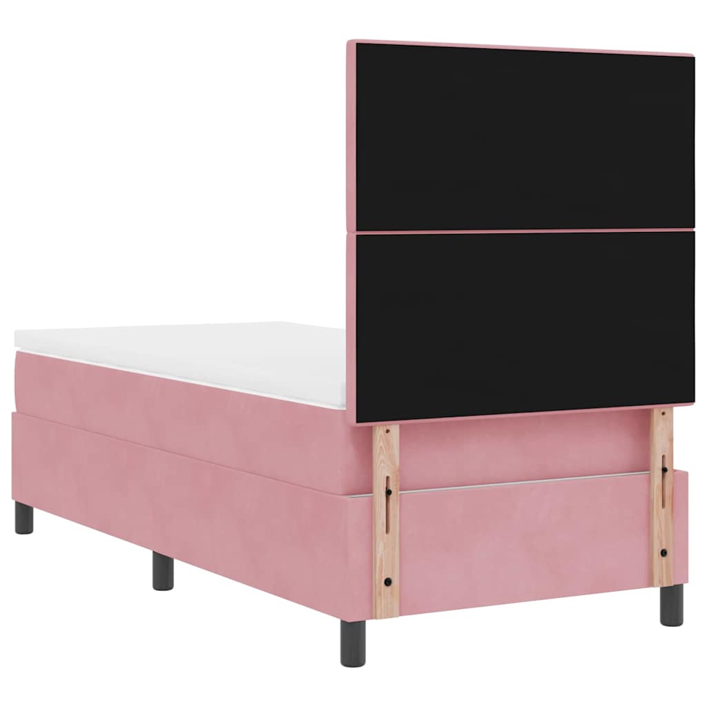 LED Boxspringbett mit Kopfteil Rosa 90 x 200 cm Samt