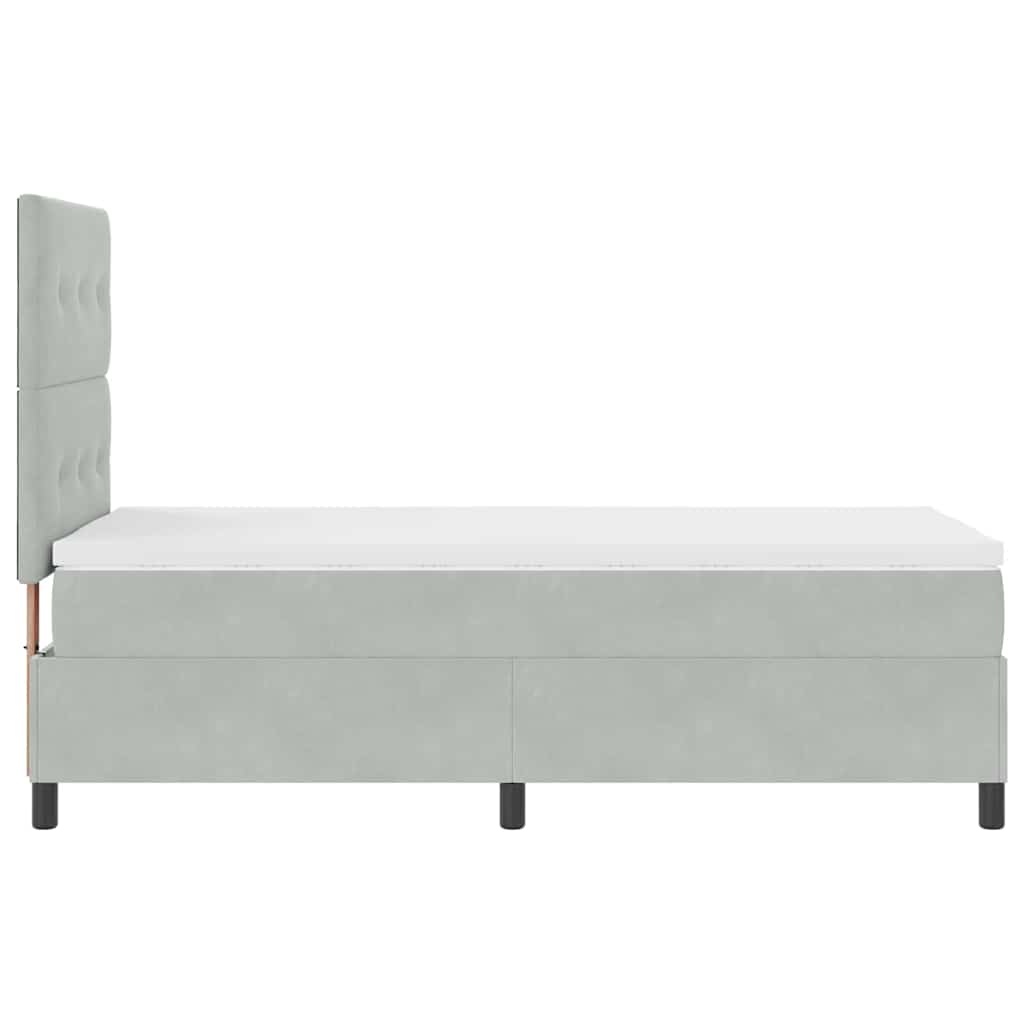 LED Boxspringbett mit Kopfteil Hellgrau 100 x 200 cm Samt
