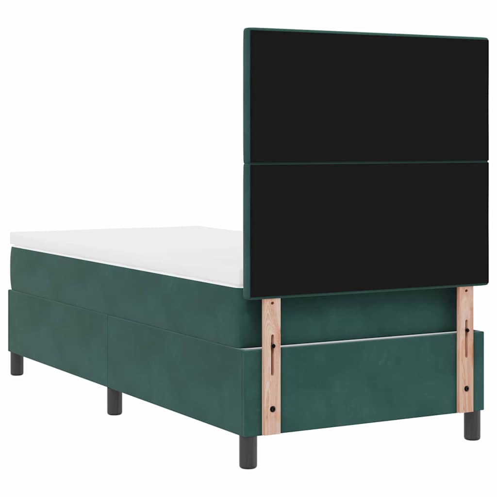 LED Boxspringbett mit Kopfteil Dunkelgrün 100 x 200 cm Samt