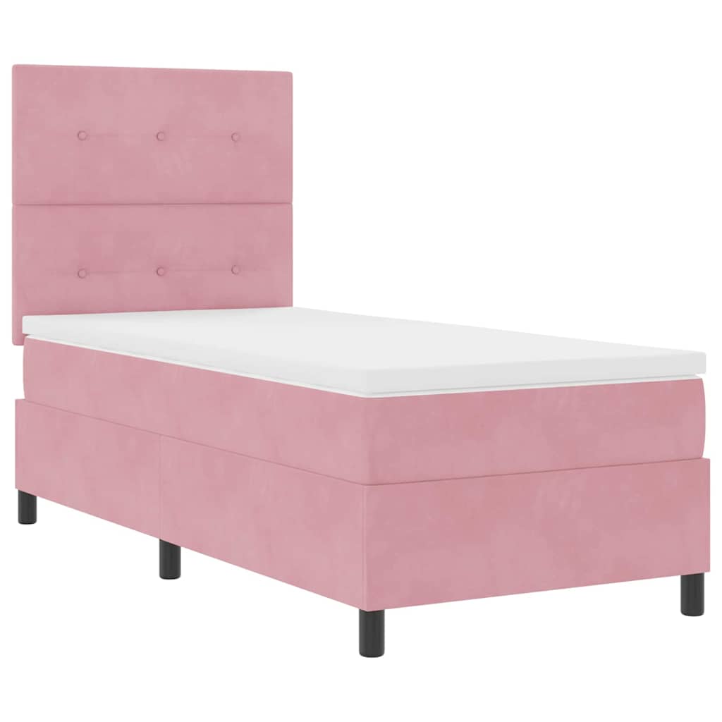 LED Boxspringbett mit Kopfteil Rosa 100 x 200 cm Samt
