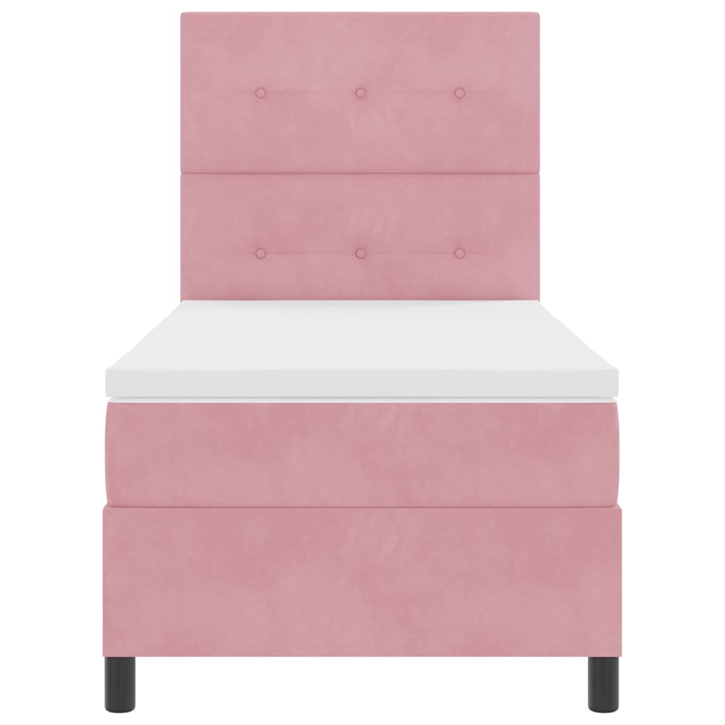 LED Boxspringbett mit Kopfteil Rosa 100 x 200 cm Samt