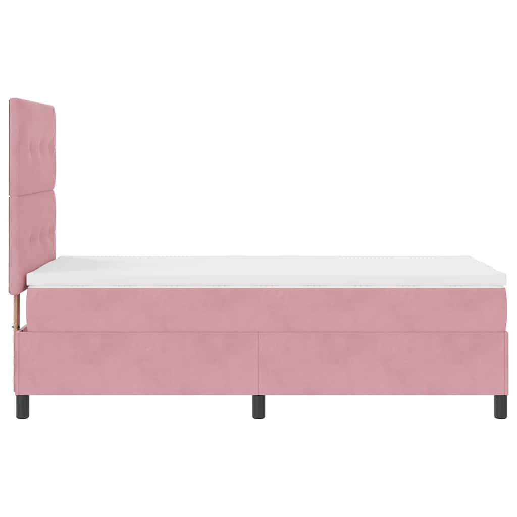 LED Boxspringbett mit Kopfteil Rosa 100 x 200 cm Samt