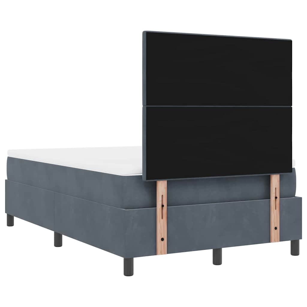 LED Boxspringbett mit Kopfteil Dunkelgrau 120 x 190 cm Samt