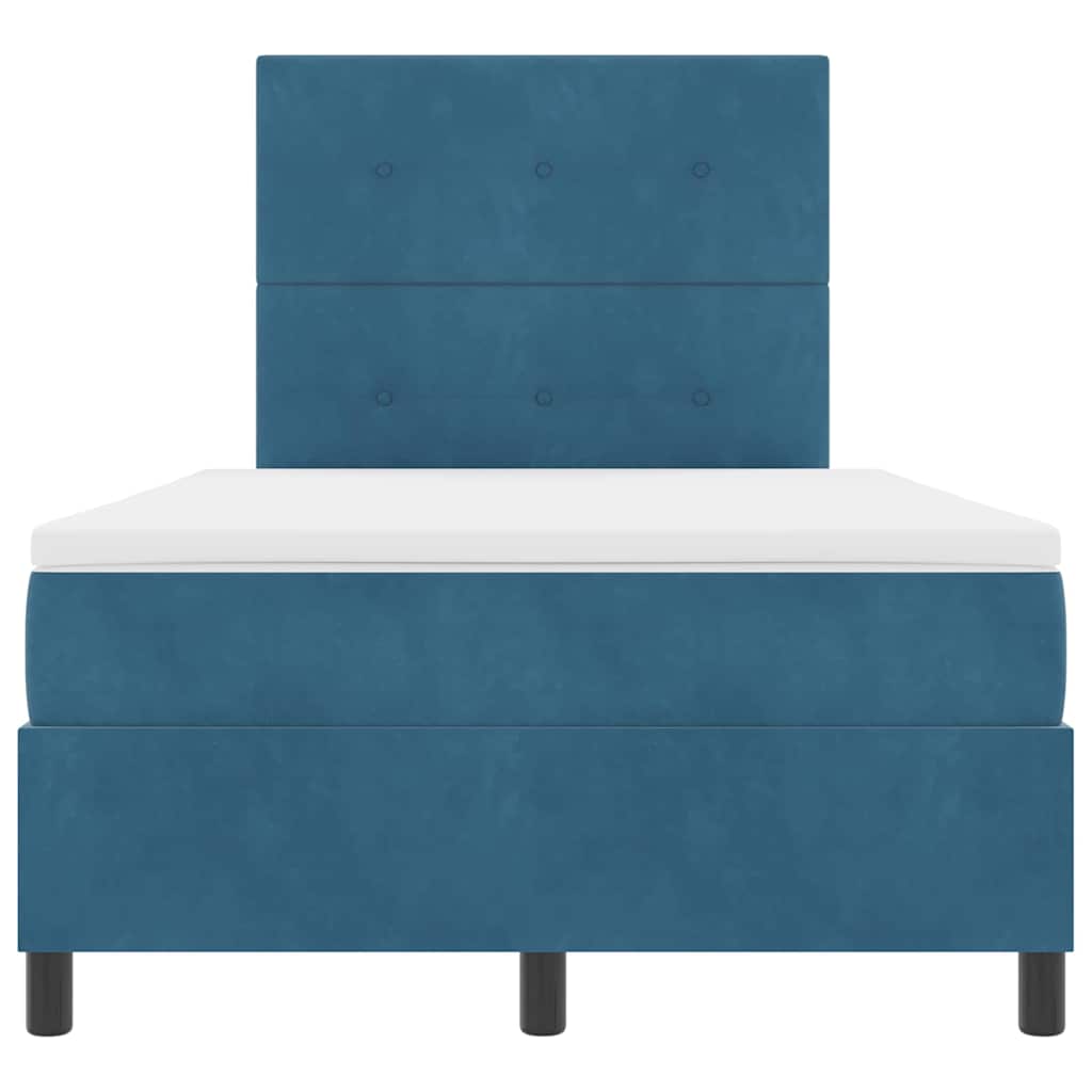 LED Boxspringbett mit Matratze Dunkelblau 120 x 190 cm Samt