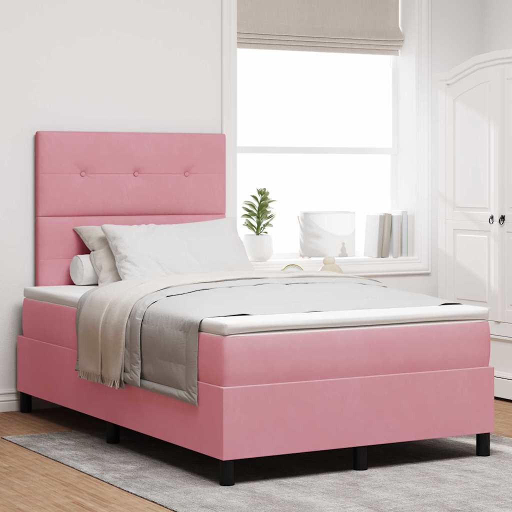 LED Boxspringbett mit Kopfteil Rosa 120 x 190 cm Samt