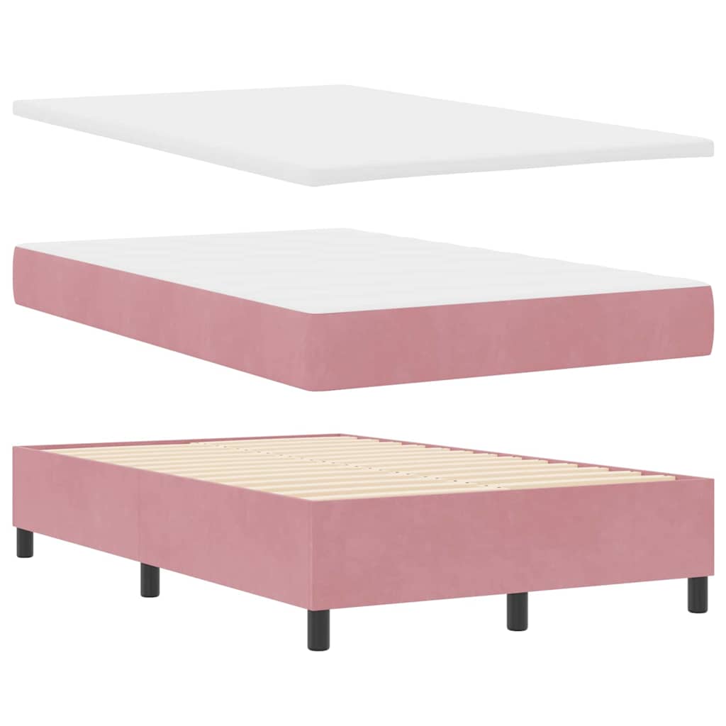 LED Boxspringbett mit Kopfteil Rosa 120 x 190 cm Samt