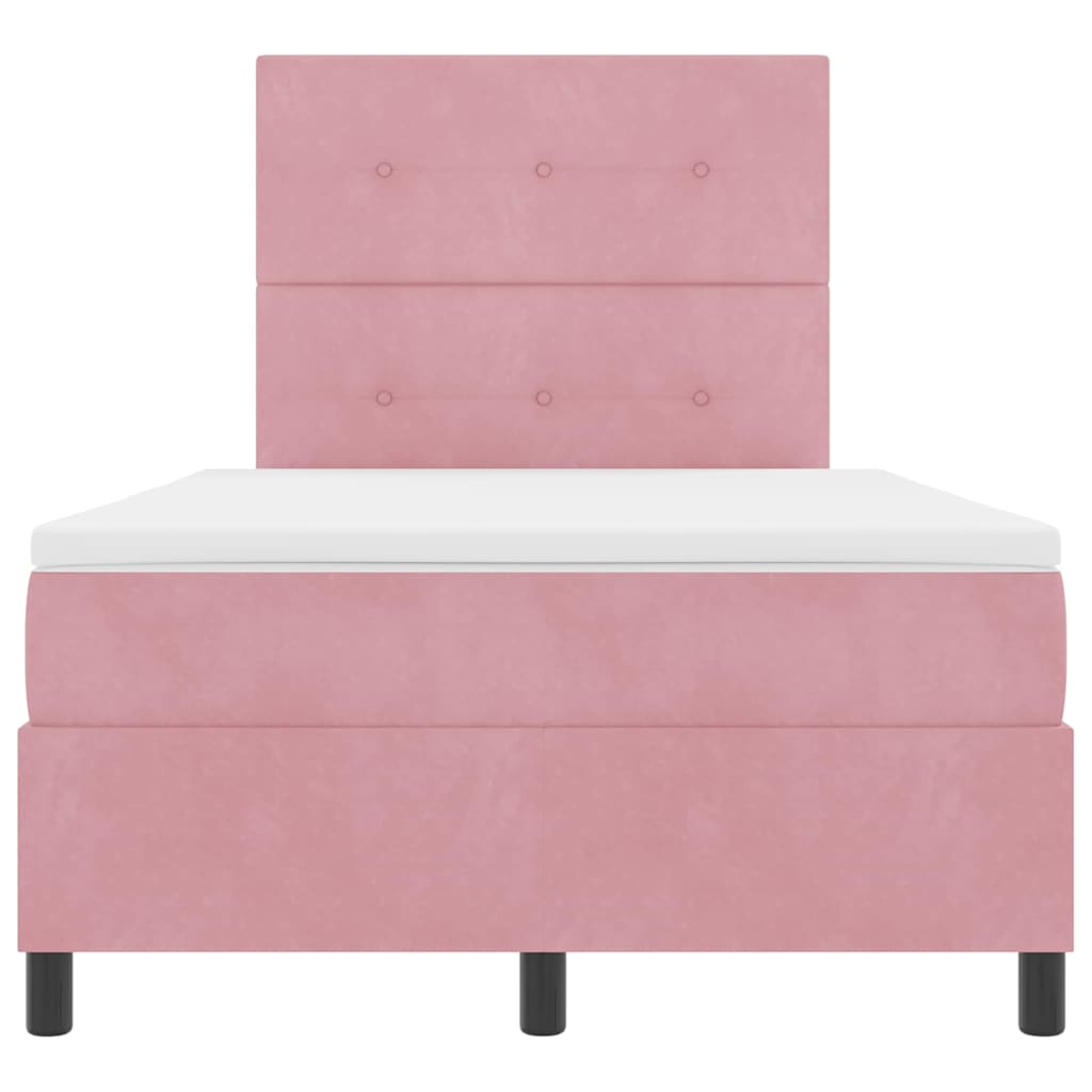 LED Boxspringbett mit Kopfteil Rosa 120 x 190 cm Samt