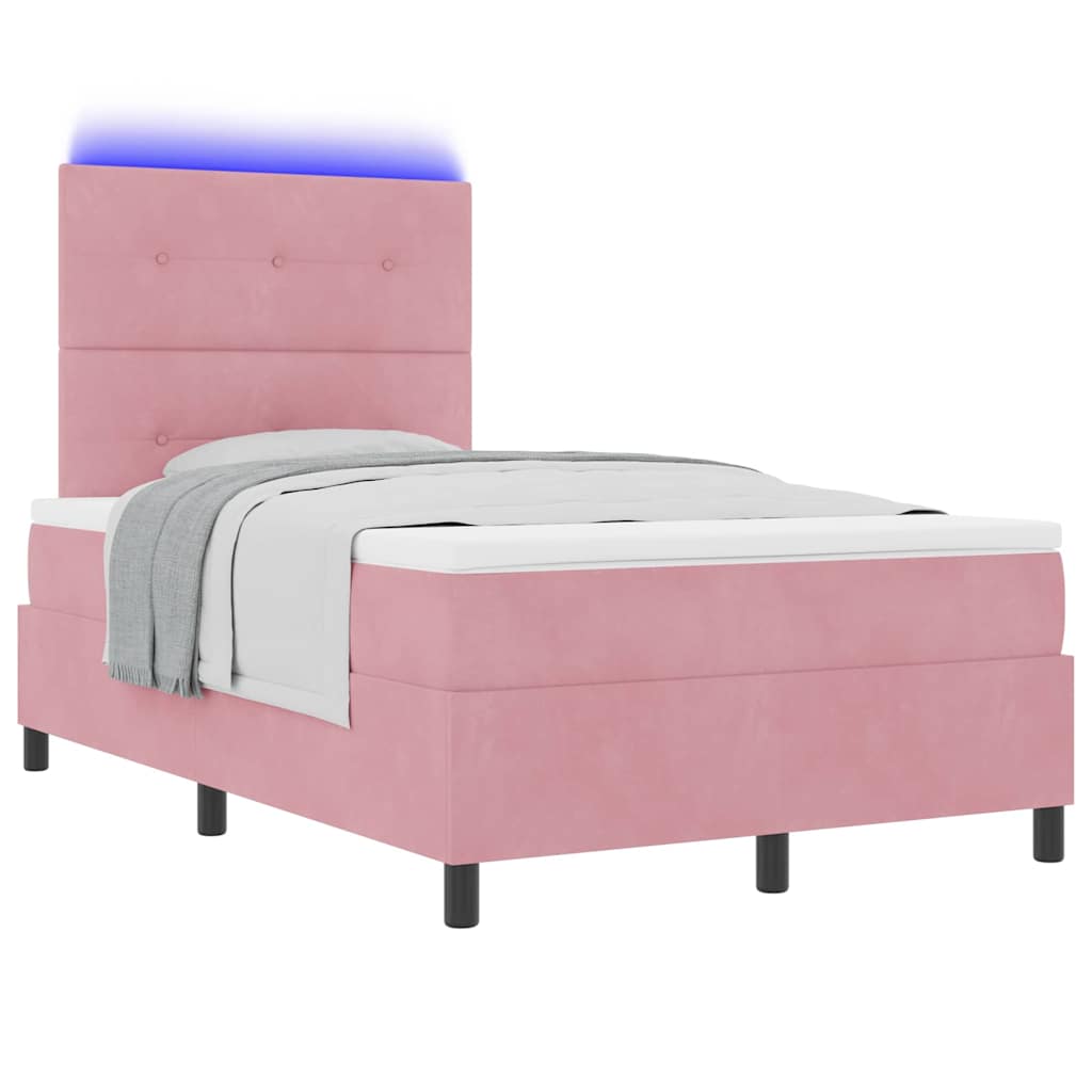 LED Boxspringbett mit Kopfteil Rosa 120 x 190 cm Samt