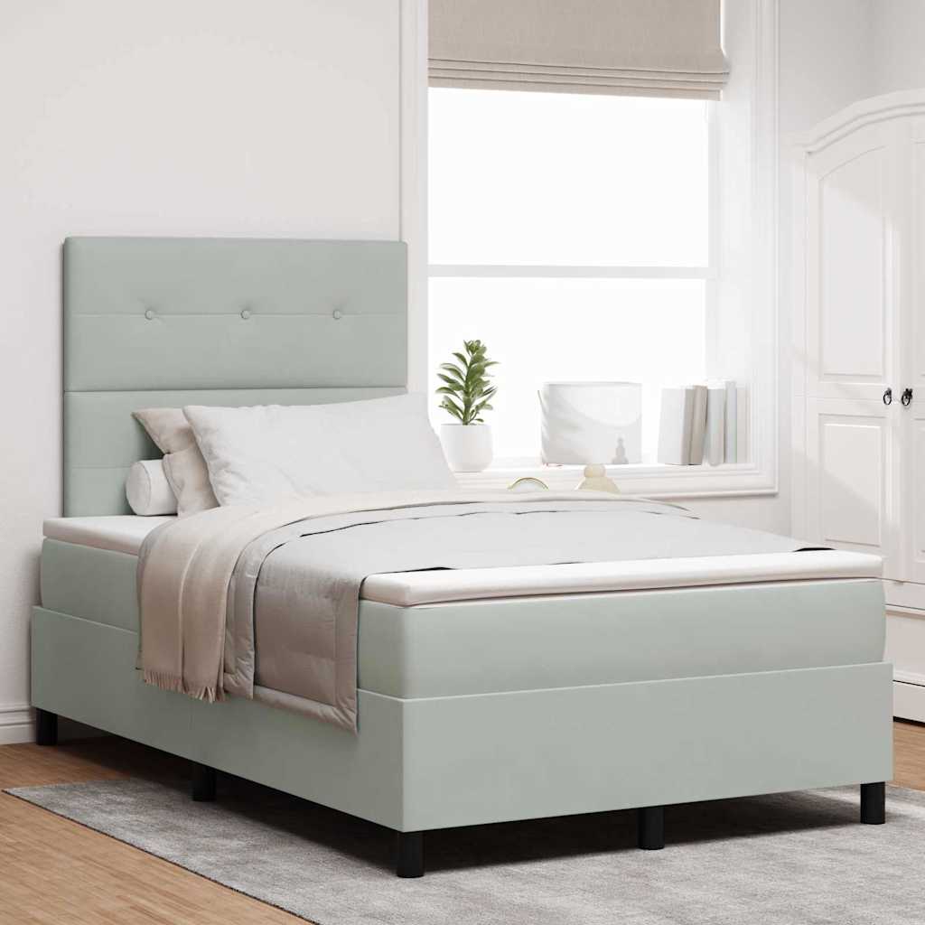 LED Boxspringbett mit Kopfteil Hellgrau 120 x 200 cm Samt