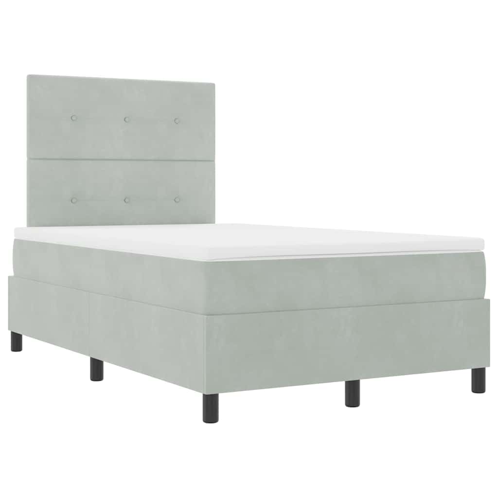 LED Boxspringbett mit Kopfteil Hellgrau 120 x 200 cm Samt
