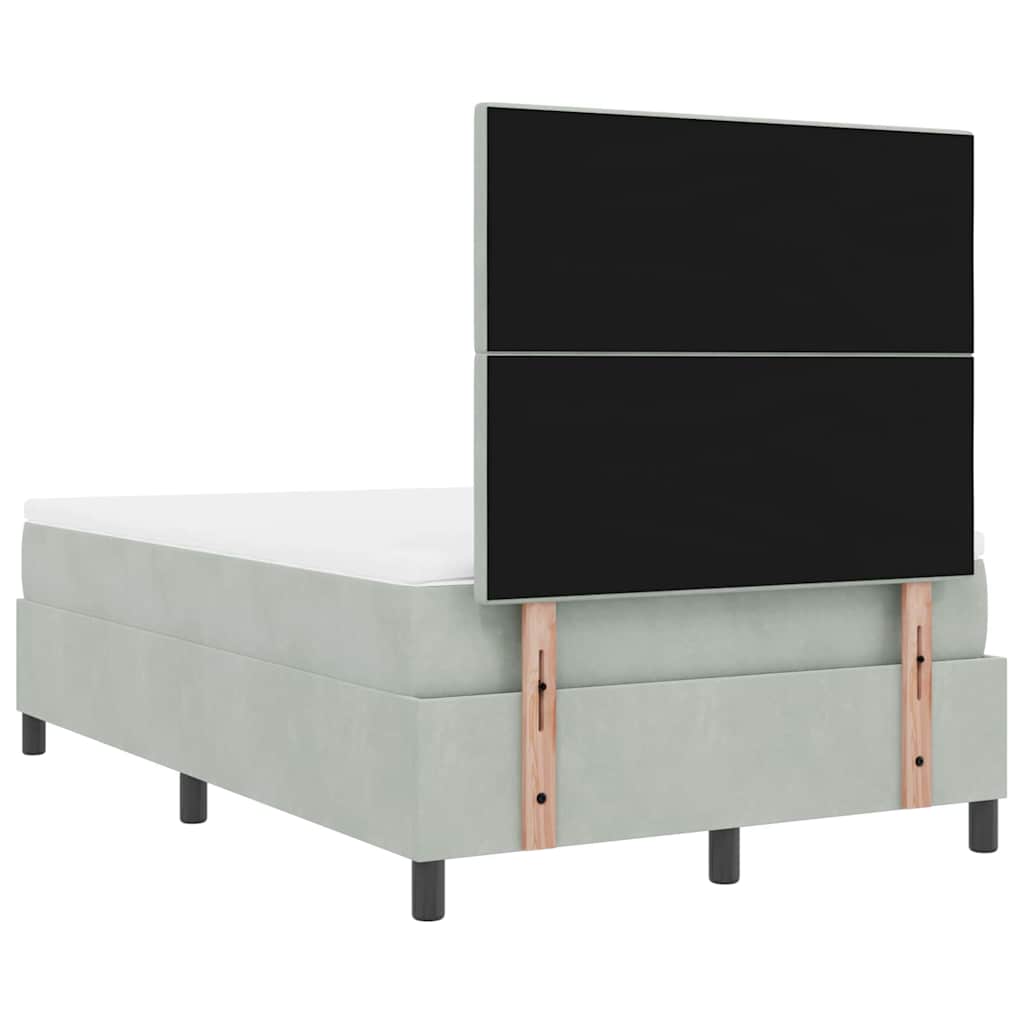 LED Boxspringbett mit Kopfteil Hellgrau 120 x 200 cm Samt