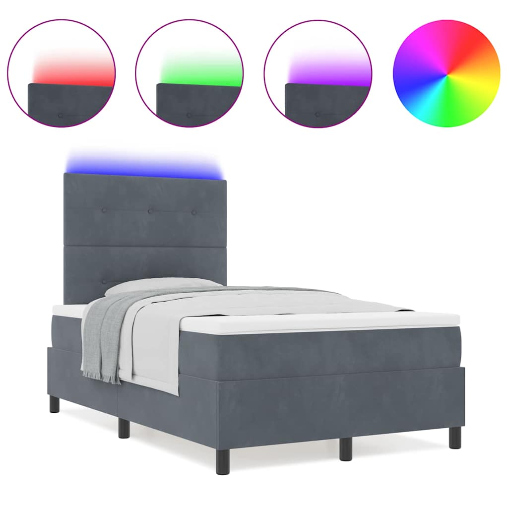 Boxspringbett mit Matratze Dunkelgrau 120 x 200 cm Samt