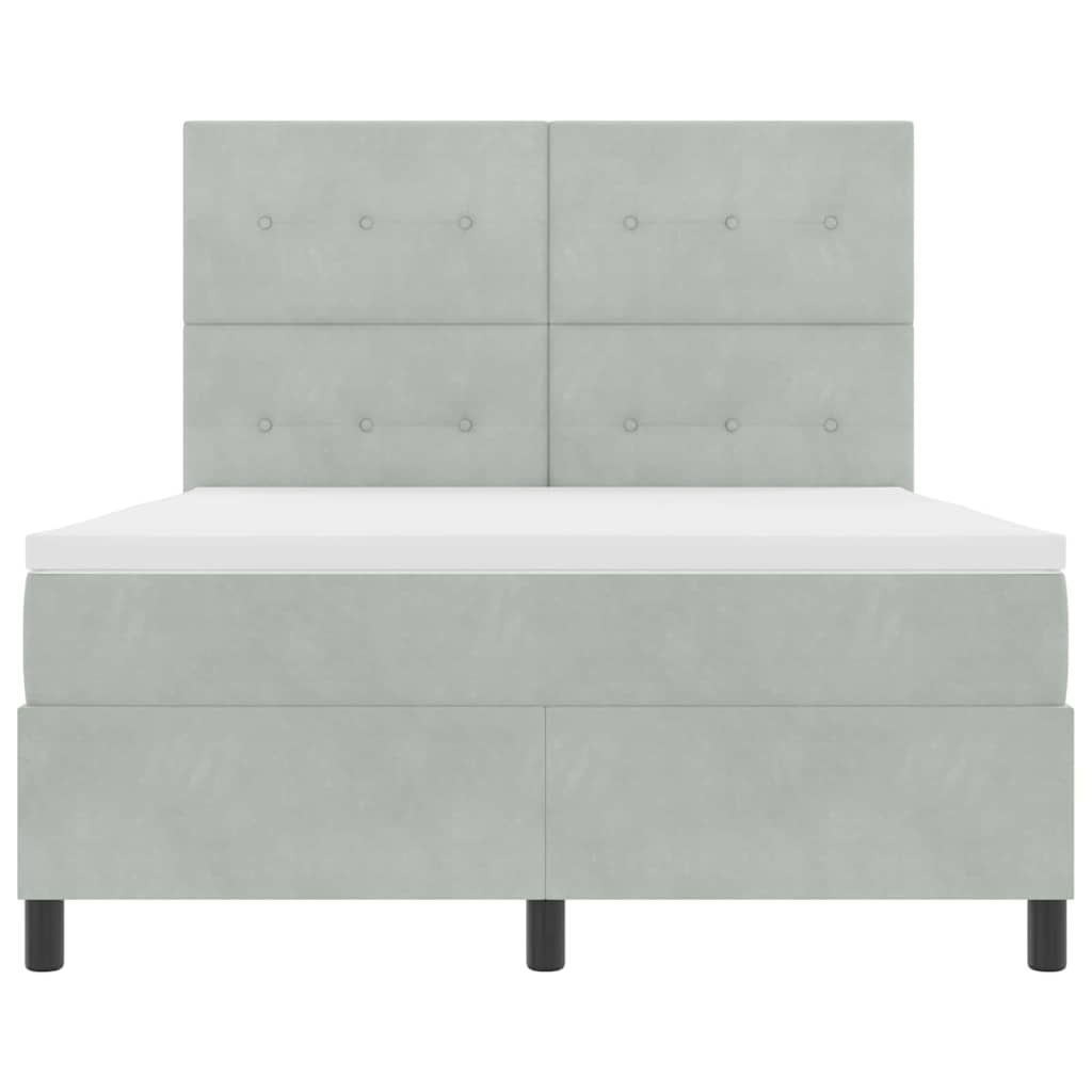LED Boxspringbett mit Kopfteil Hellgrau 140 x 190 cm Samt