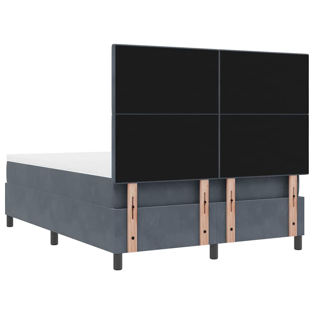 LED Boxspringbett mit Matratze Dunkelgrau 140 x 200 cm Samt