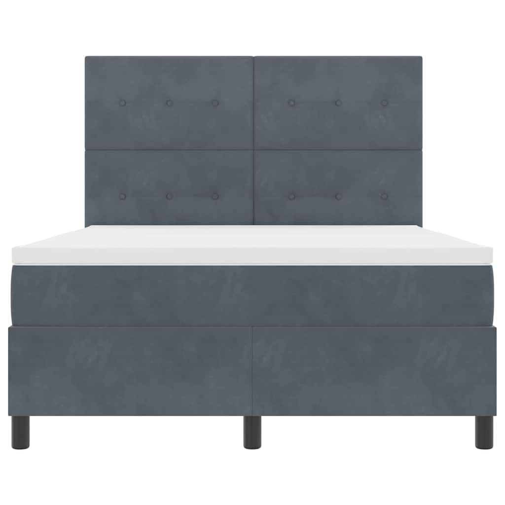 LED Boxspringbett mit Matratze Dunkelgrau 140 x 200 cm Samt