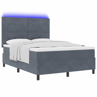 LED Boxspringbett mit Kopfteil Dunkelgrau 140 x 200 cm Samt