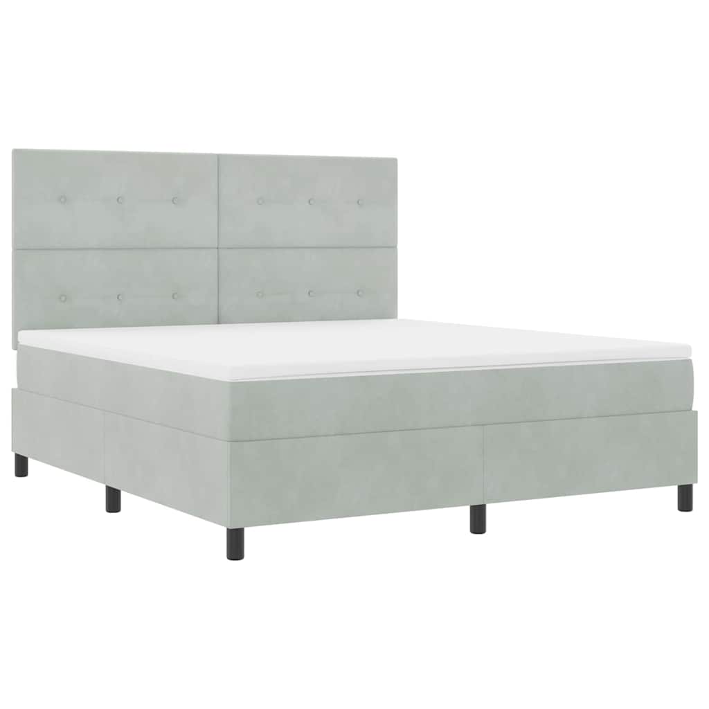 LED Boxspringbett mit Kopfteil Hellgrau 180 x 200 cm Samt
