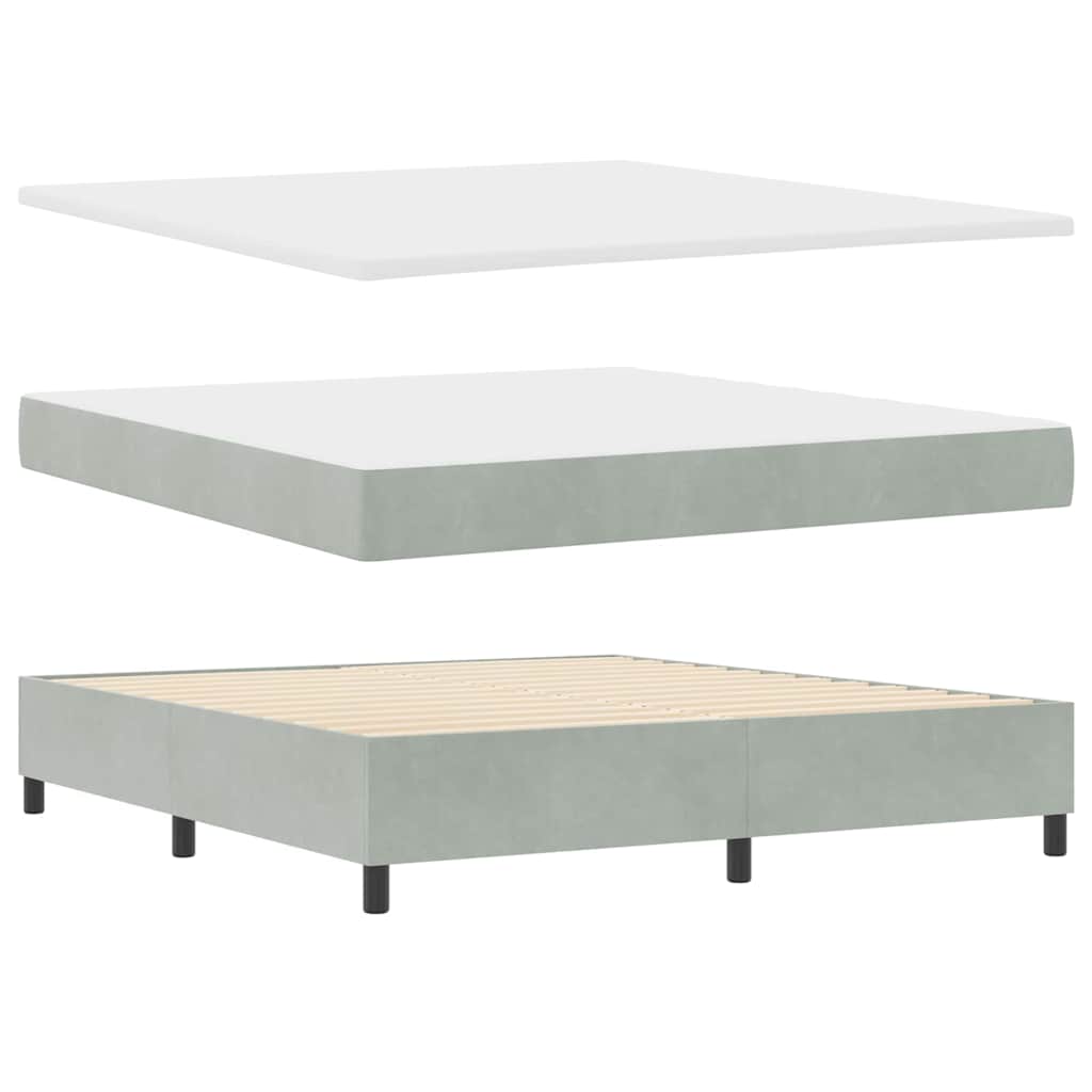 LED Boxspringbett mit Kopfteil Hellgrau 180 x 200 cm Samt