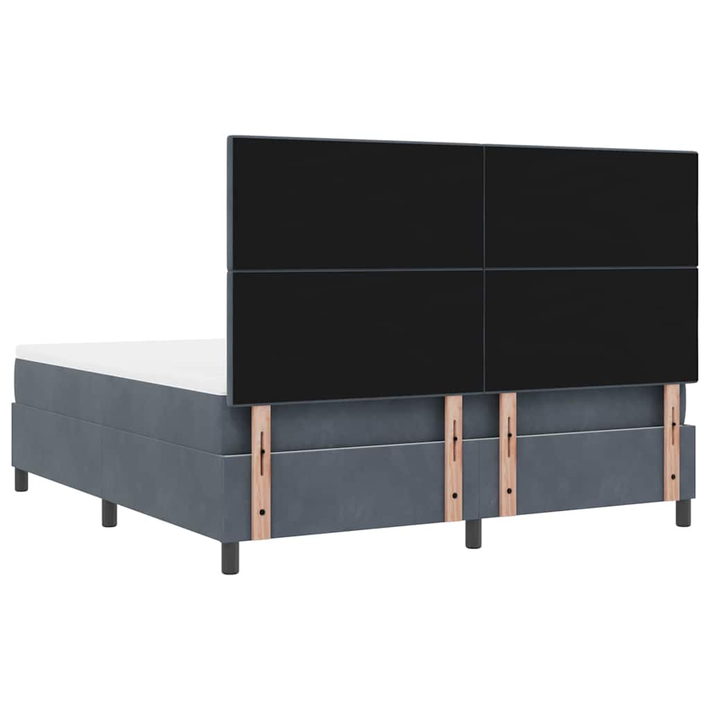 LED Boxspringbett mit Kopfteil Dunkelgrau 180 x 200 cm Samt