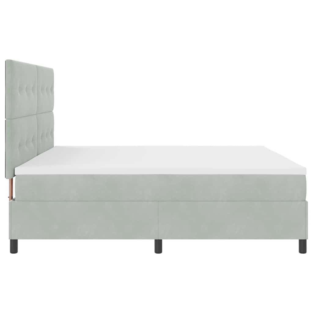LED Boxspringbett mit Kopfteil Hellgrau 200 x 200 cm Samt