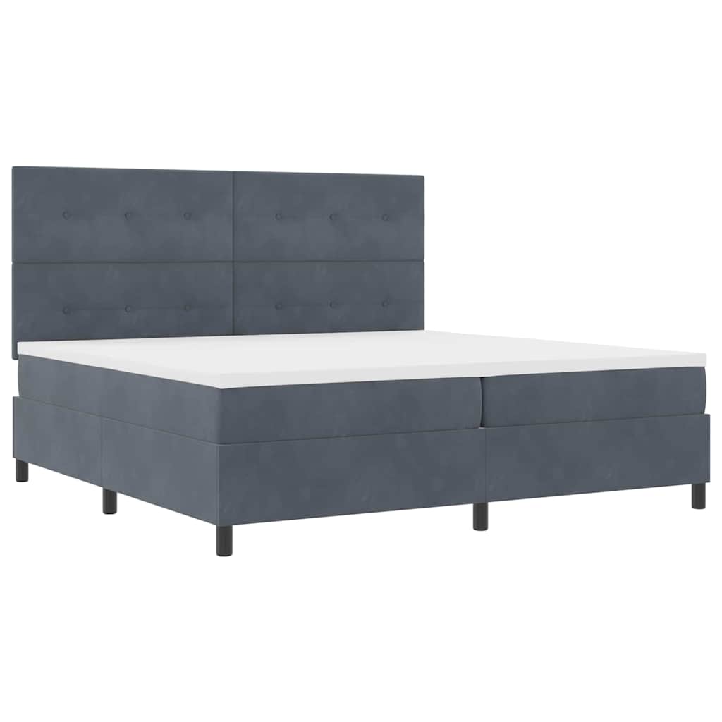 LED Boxspringbett mit Kopfteil Dunkelgrau 200 x 200 cm Samt