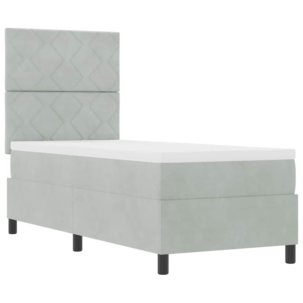 LED Boxspringbett mit Kopfteil Hellgrau 80 x 200 cm Samt