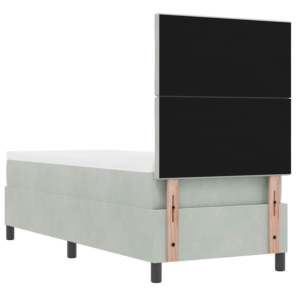 LED Boxspringbett mit Kopfteil Hellgrau 80 x 200 cm Samt
