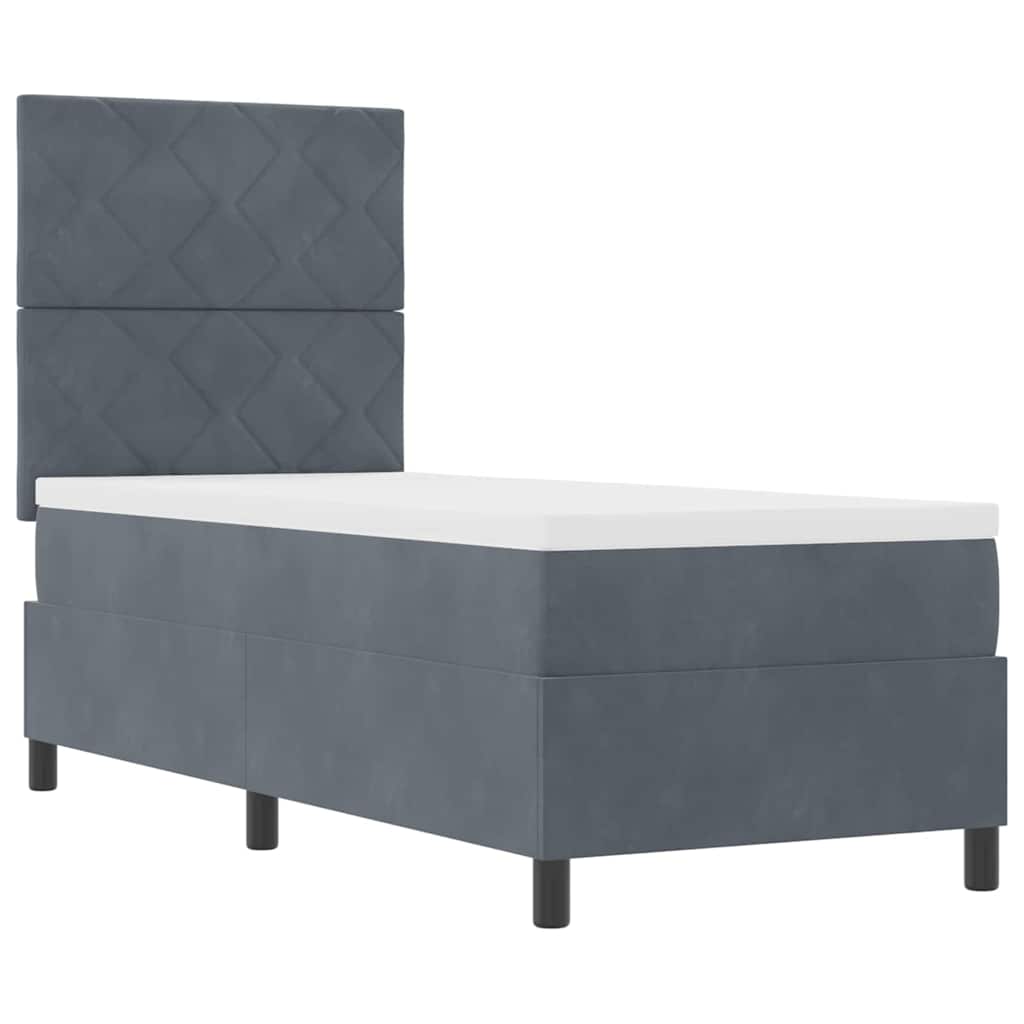 LED Boxspringbett mit Kopfteil Dunkelgrau 80 x 200 cm Samt