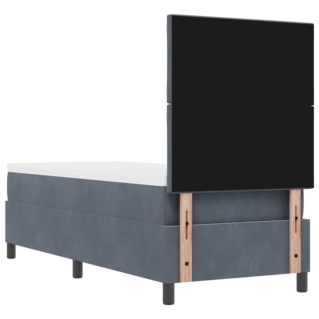 LED Boxspringbett mit Kopfteil Dunkelgrau 80 x 200 cm Samt