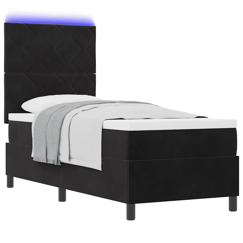 Boxspringbett mit Matratze Schwarz 80 x 200 cm Samt