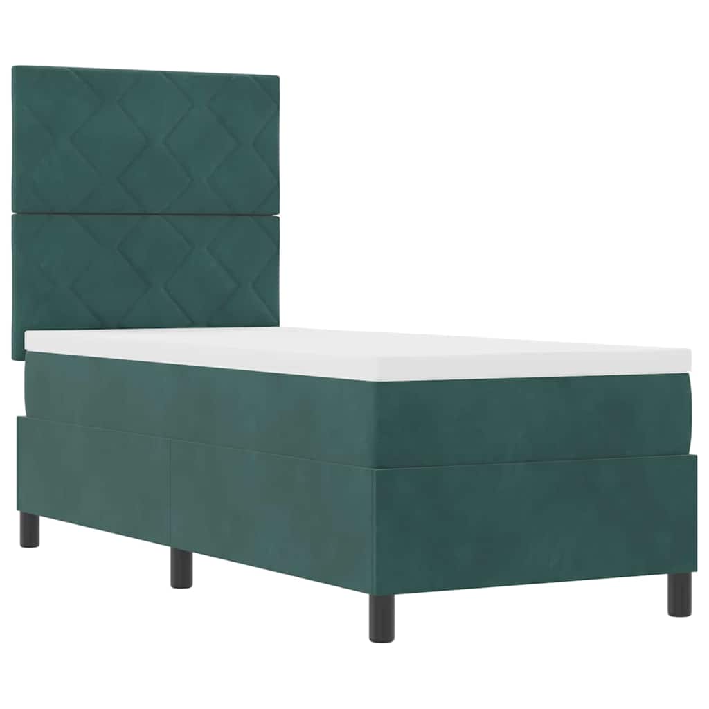 LED Boxspringbett mit Kopfteil Dunkelgrün 80 x 200 cm Samt