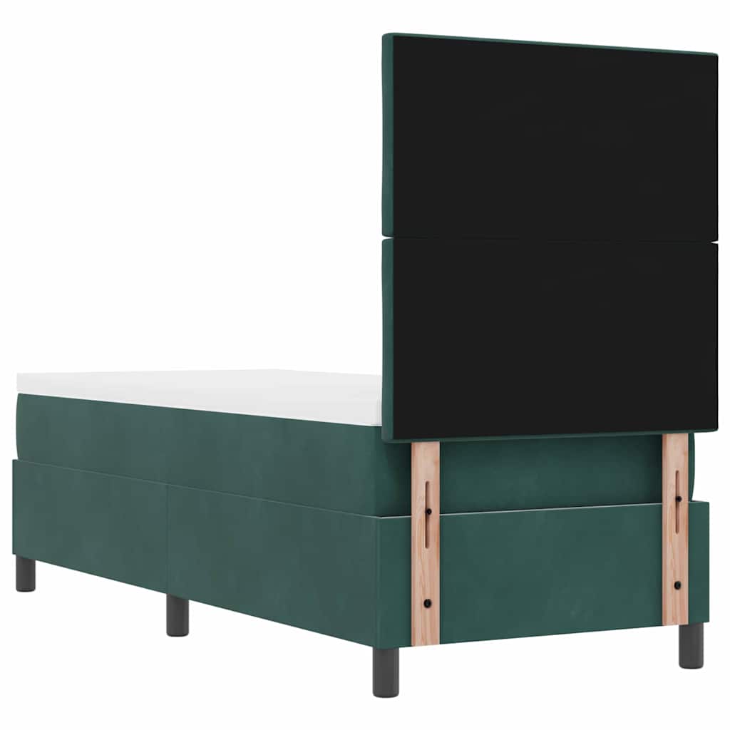 LED Boxspringbett mit Kopfteil Dunkelgrün 80 x 200 cm Samt