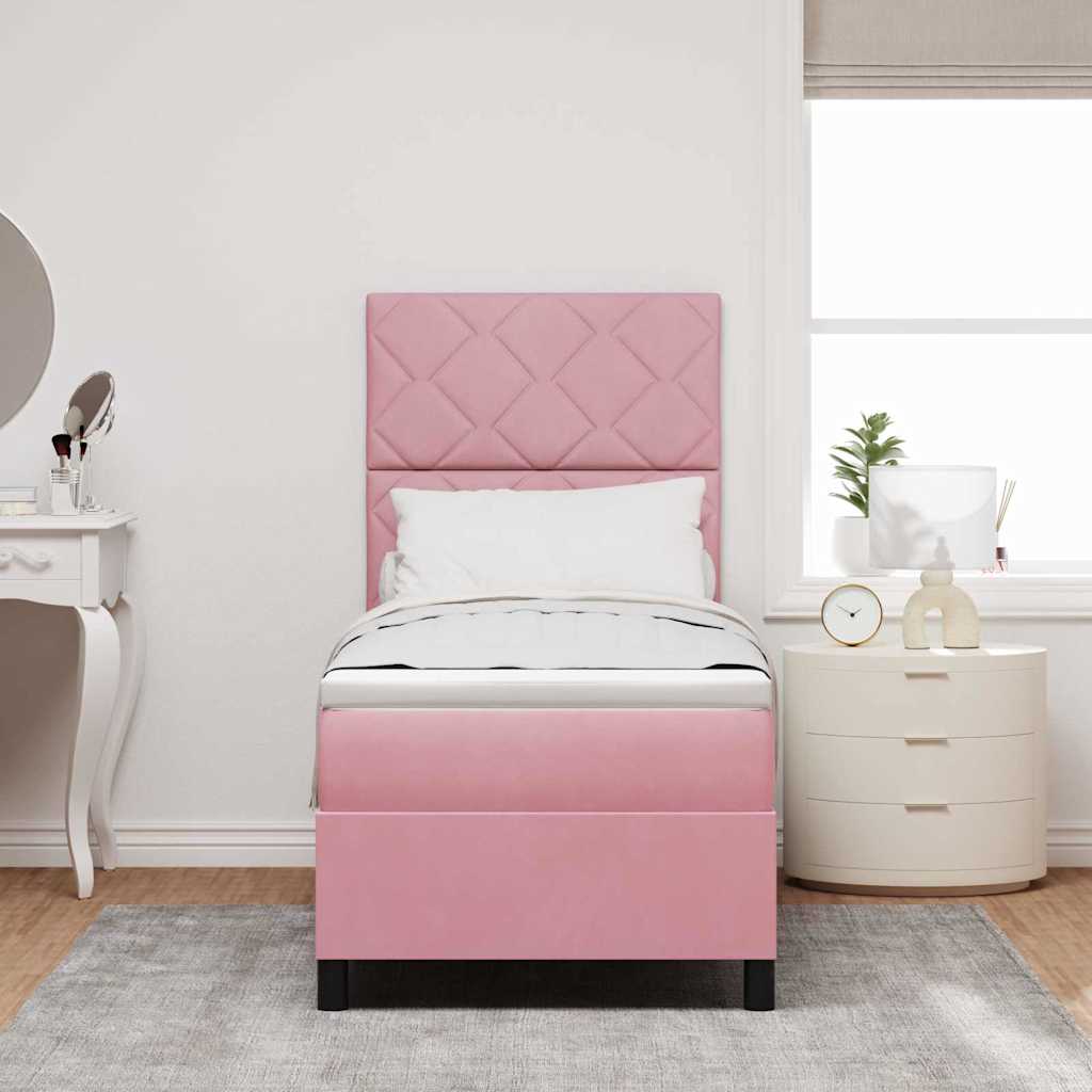 LED Boxspringbett mit Kopfteil Rosa 80 x 200 cm Samt