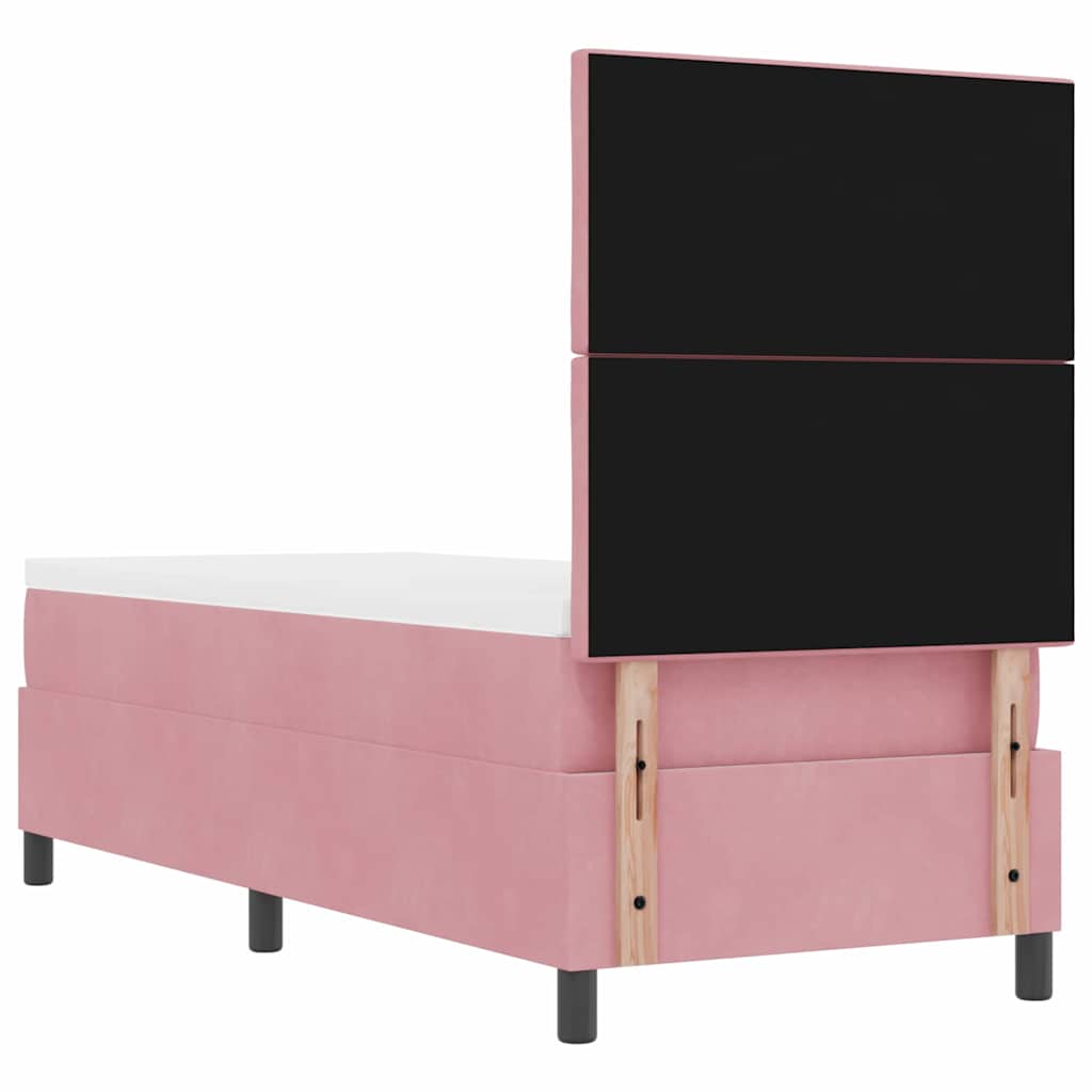 LED Boxspringbett mit Kopfteil Rosa 80 x 200 cm Samt