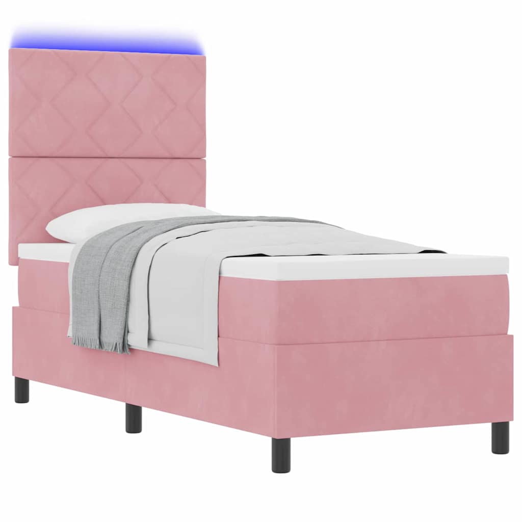 LED Boxspringbett mit Kopfteil Rosa 80 x 200 cm Samt