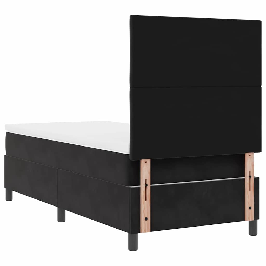 Boxspringbett mit Matratze Schwarz 90 x 190 cm Samt