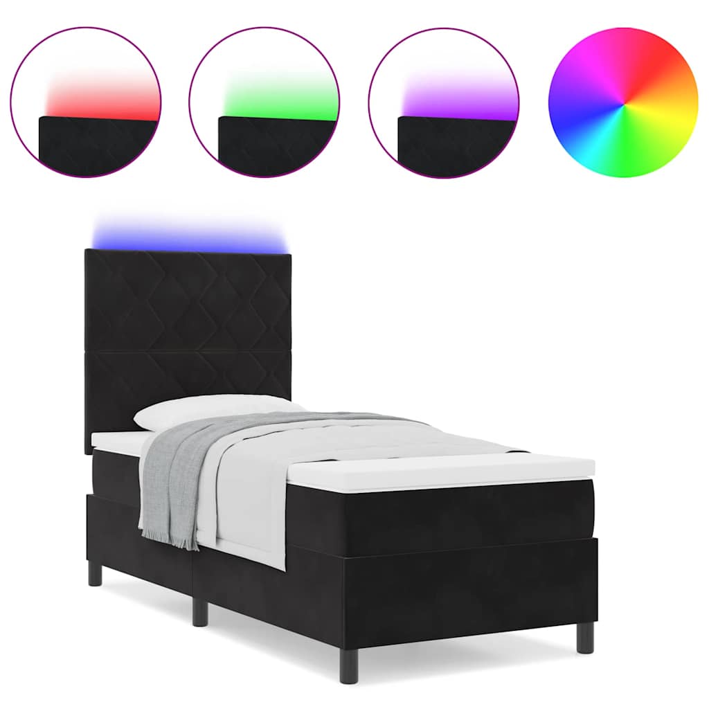 Boxspringbett mit Matratze Schwarz 90 x 190 cm Samt