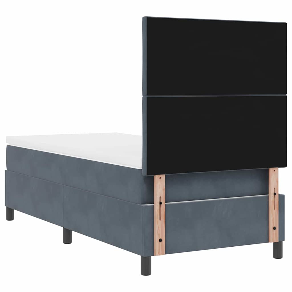 LED Boxspringbett mit Kopfteil Dunkelgrau 90 x 200 cm Samt