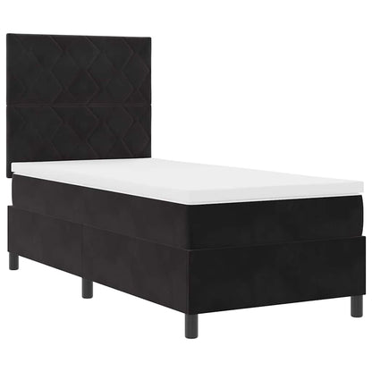LED Boxspringbett mit Kopfteil Schwarz 90 x 200 cm Samt